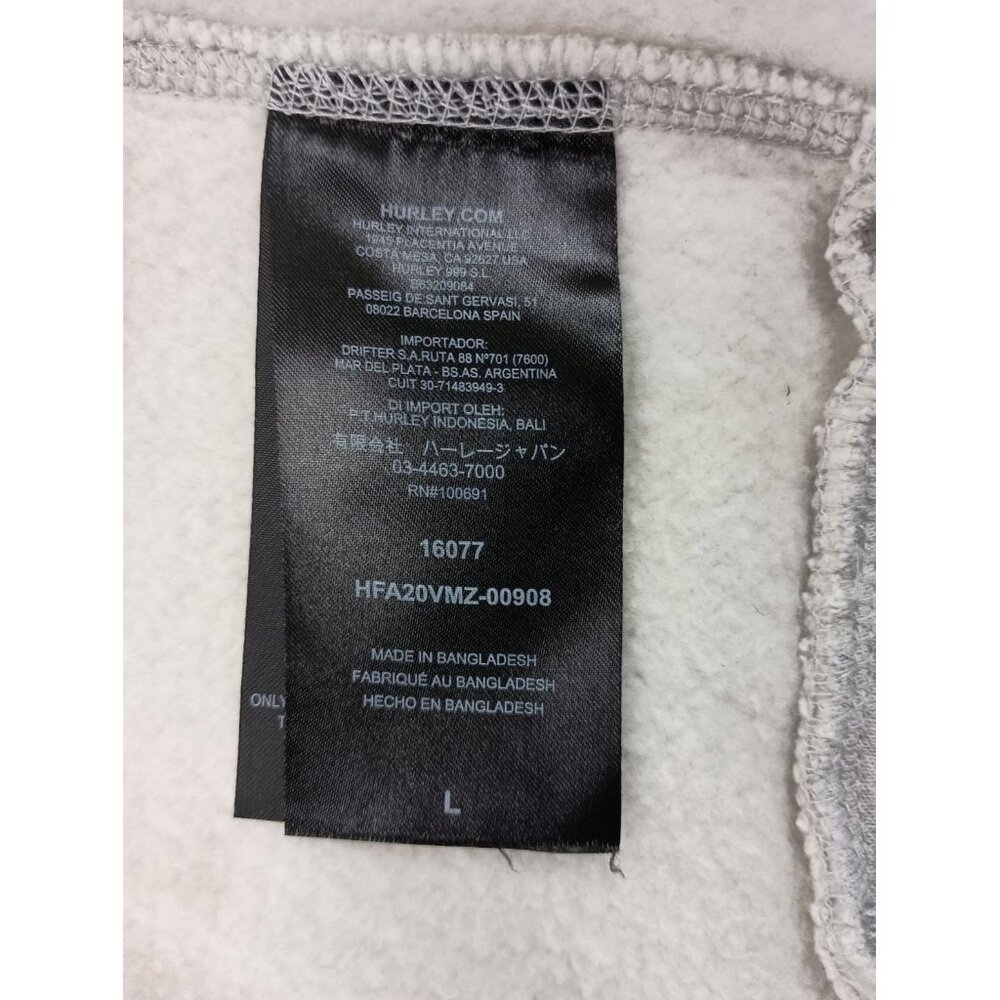 Men's Hurley Reflective Logo Full-Zip Fleece Hoodie Gray Size L - Picture 8 of 9